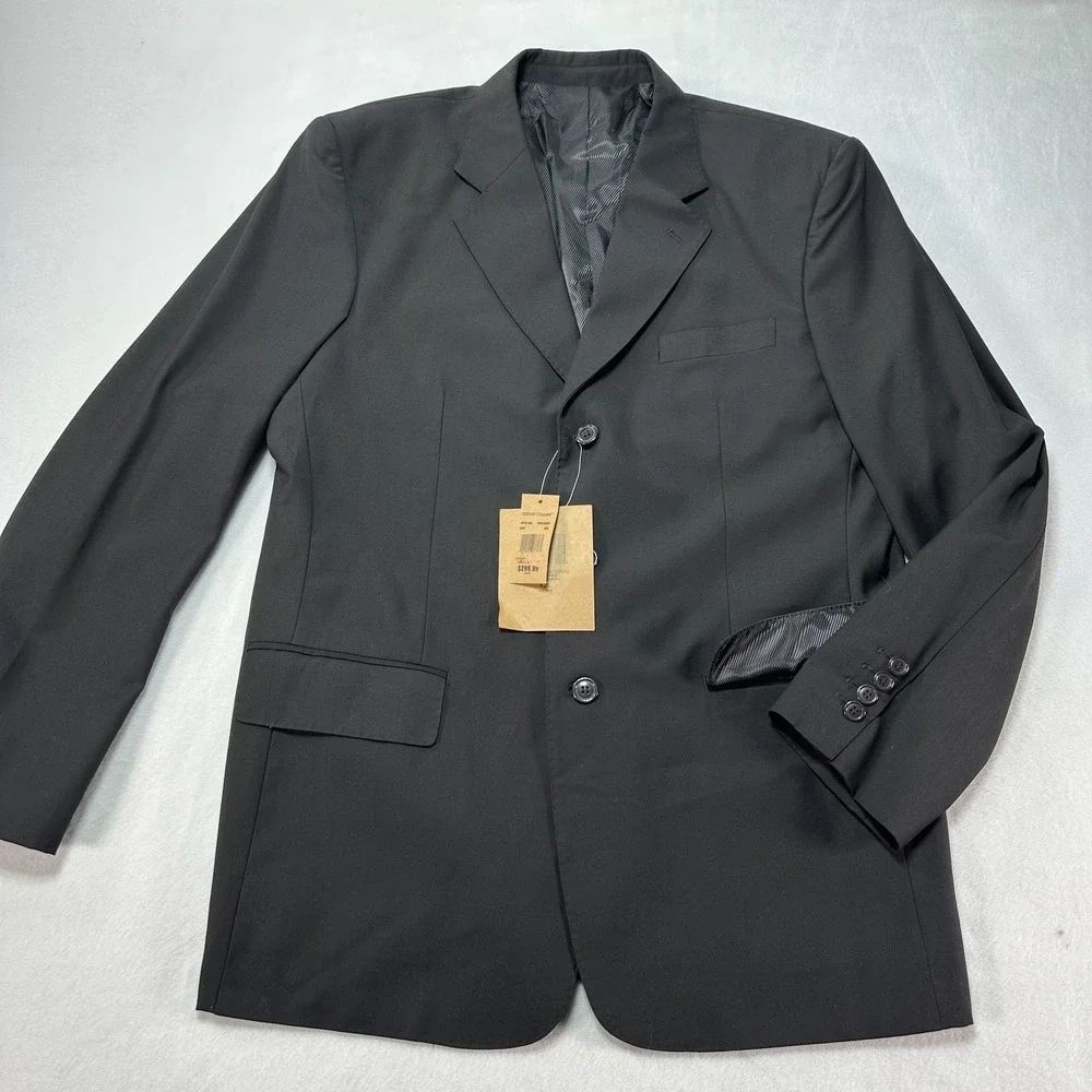 Gianni Collani Blazer Men's 42L Black Wool Blend Suit Jacket Sport Coat‎ Classic
